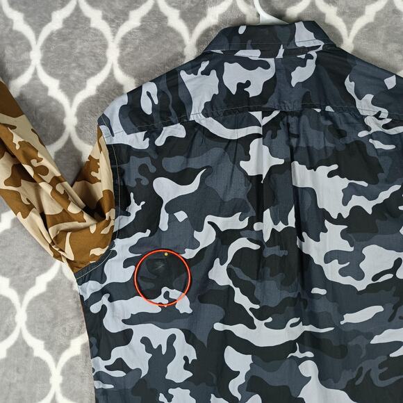 Diesel Shirt Mens Small Camo Patchwork Button Down Long Sleeve Cotton - Picture 9 of 12